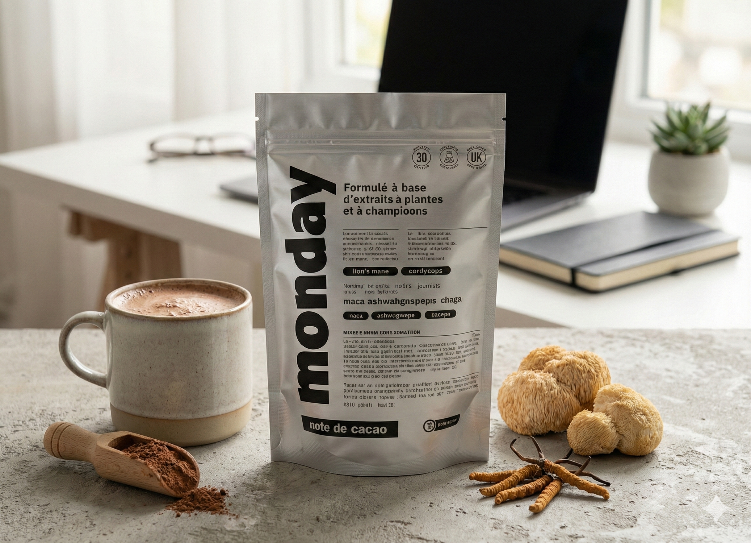 Monday product with Lion's Mane mushroom and Cordyceps