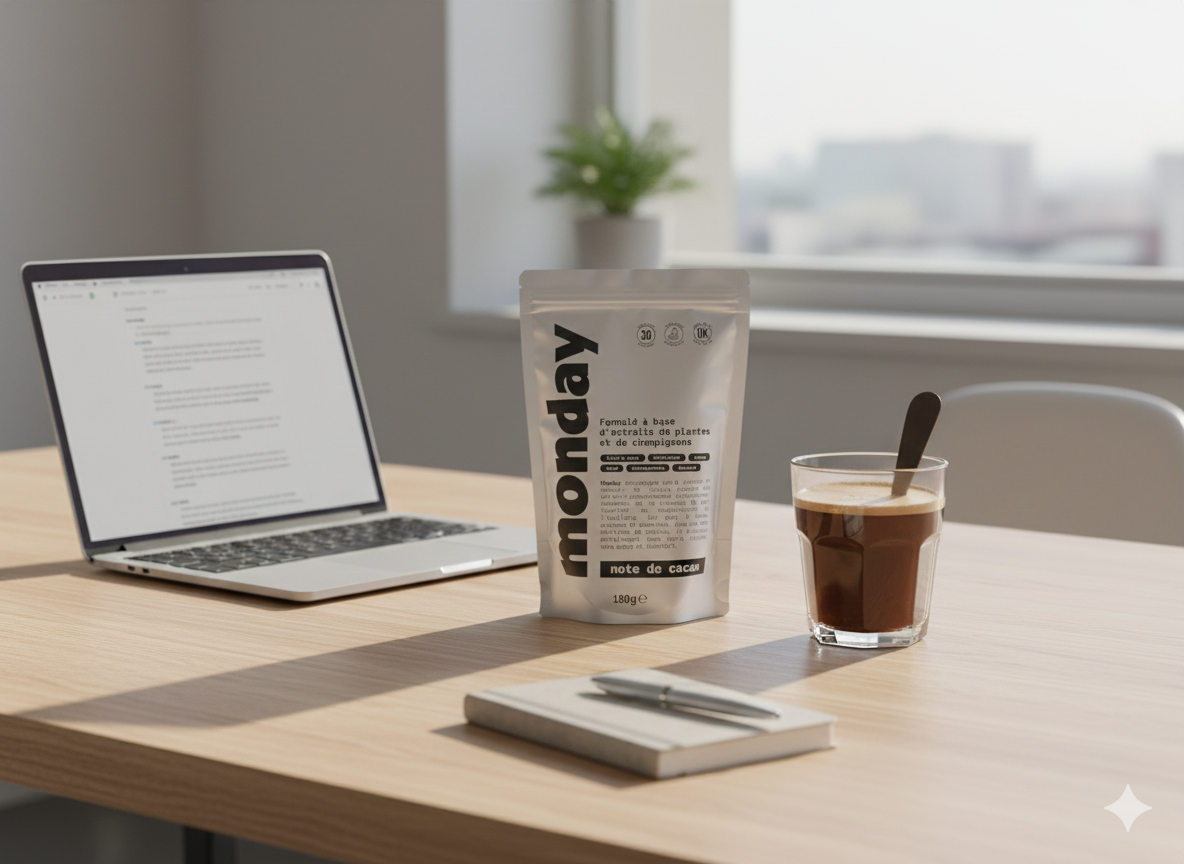 Monday product on desk with prepared drink - perfect for work